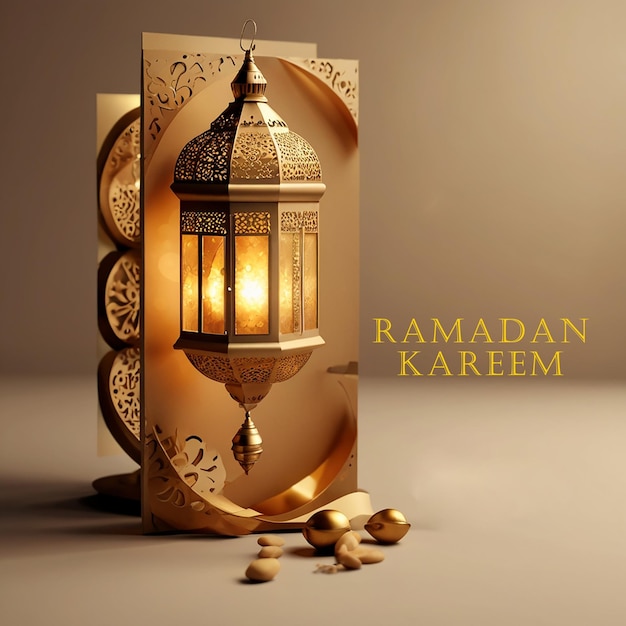 Ramadan kareem mosque element in ornate arabic White golden colors Generative AI