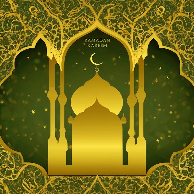 Ramadan kareem mosque element in ornate arabic White golden colors Generative AI