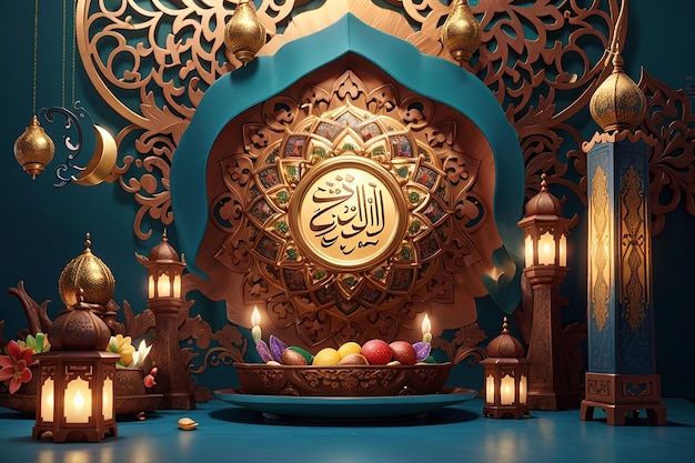 Ramadan Kareem poster or invitation design islamic background