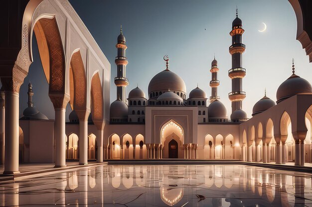 Ramadan Kareem Scene Majestic Mosque in View