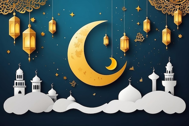 Ramadan kareem wish banner design Eid mubarak creative concept Eid concept background