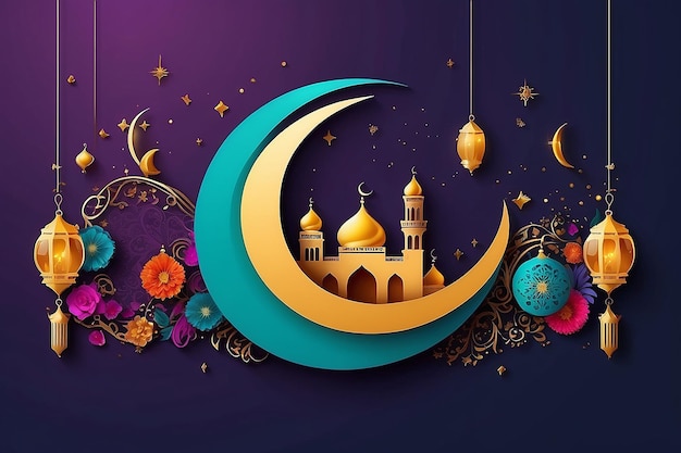 Ramadan kareem wish banner design Eid mubarak creative concept Eid concept background