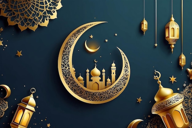 Ramadan kareem wish banner design Eid mubarak creative concept Eid concept background