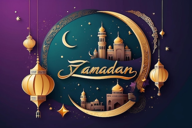 Ramadan kareem wish banner design Eid mubarak creative concept Eid concept background