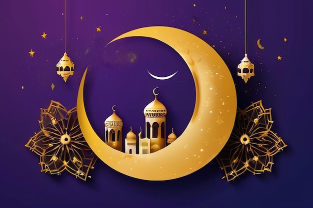 Ramadan kareem wish banner design Eid mubarak creative concept Eid concept background