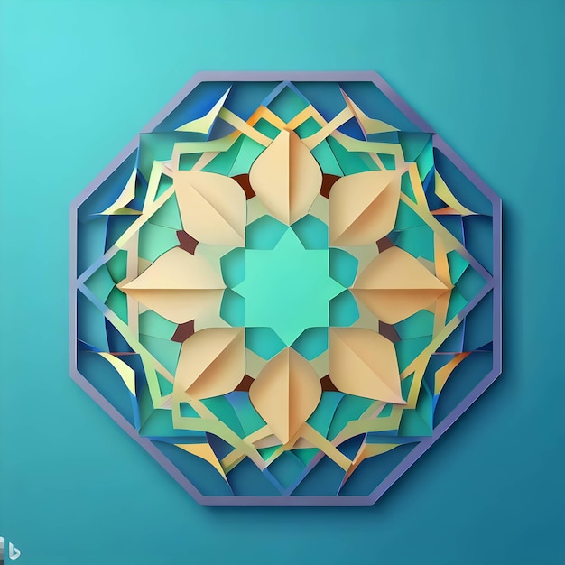 Ramadan Kareem with paper graphic of islamic decoration