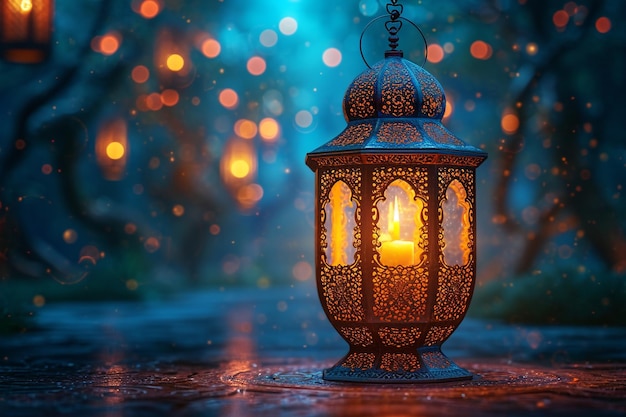 Ramadan lantern on gradient background