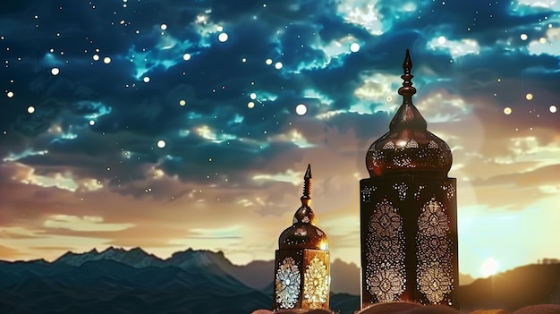 Ramadan lantern and Ramadan design ramadan wallpaper ramadan bannergenerative ai