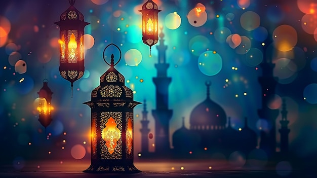 Ramadan lantern and Ramadan design ramadan wallpaper ramadan bannergenerative ai