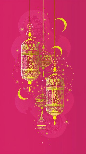 Photo ramadan lantern with crescent moon in the background