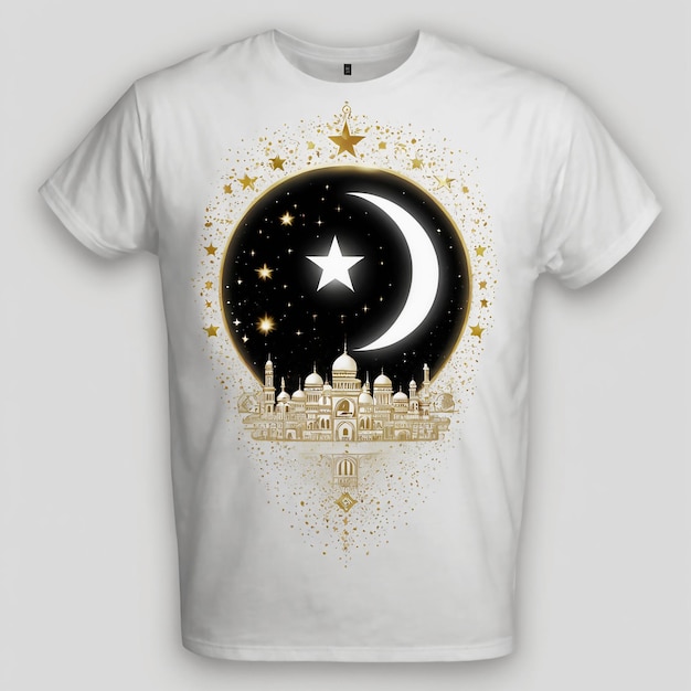 Ramadan Mubarak arabic calligraphy Ramadan mode on tshirt design black White Green