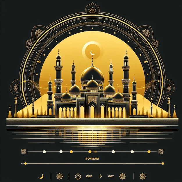 Ramadan Mubarak banner mosque