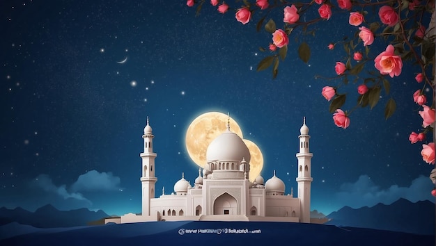 Ramadan Mubarak Blue theme background