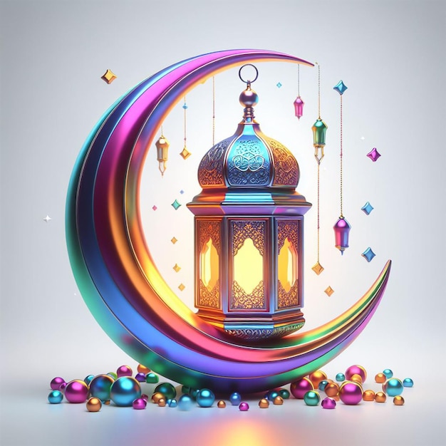 Ramadan Mubarak Eid Fully Decorated Moon Background