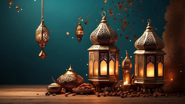 Ramadan Mubarak Lamps decoratibe background