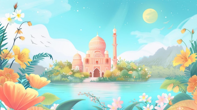 Ramadan nature inspired design background illustration 12