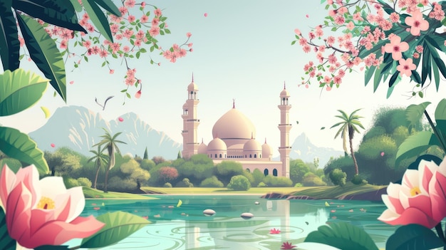 Ramadan nature inspired design background illustration 15