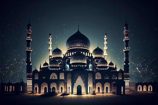 Ramadan The ninth month of Islamic calendar Observed by Muslims around world as A month of fasting prayer repercussions society Month commemorating first verses of Prophet Muhammad ai generated art