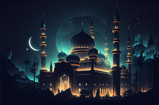 Ramadan The ninth month of Islamic calendar Observed by Muslims around world as A month of fasting prayer repercussions society Month commemorating first verses of Prophet Muhammad ai generated art