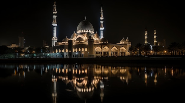 Ramadan Reflections A Mosque Illuminated in the Night