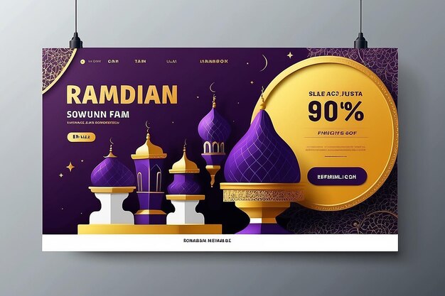 Photo ramadan sales banner advert with podium editable ramadan social media templates