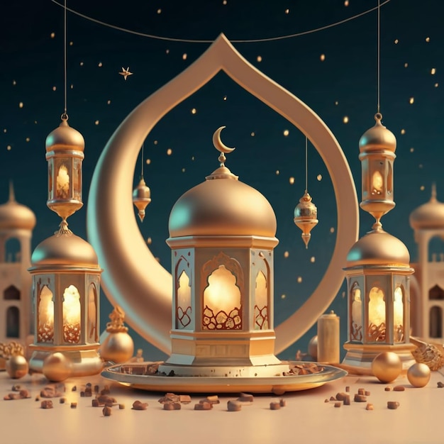 Ramadan social media post template design 3d