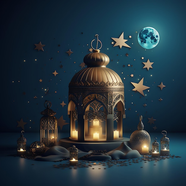 Ramadan Vibes Design a template background with elements symbolizing the holy month of Ramadan