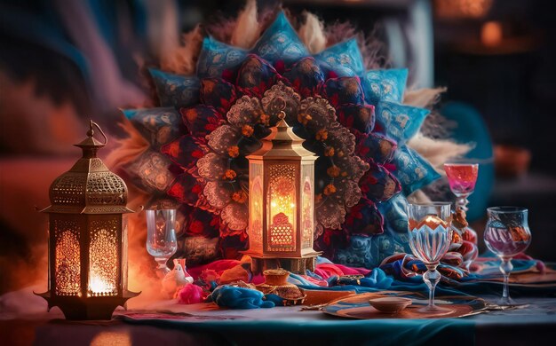 Ramadan with Background and Lanterns