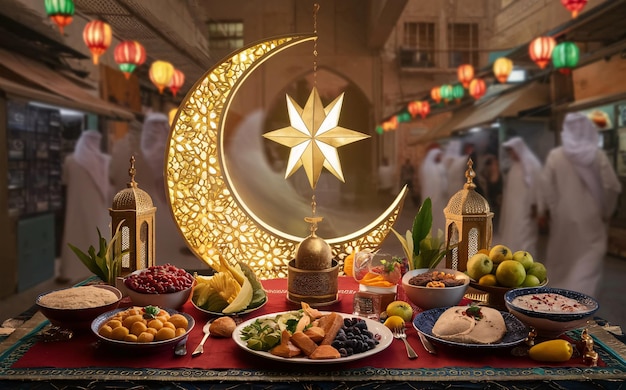 Ramadan with Background and Lanterns