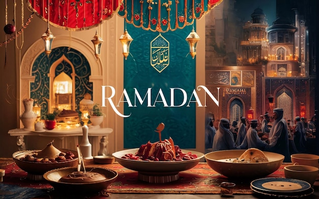 Ramadan with Background and Lanterns