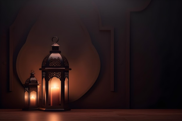 Ramadhan Kareem Background 3d rendering with blank space Generated ai