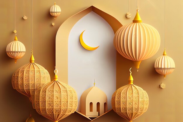 Ramadhan kareem background design Generative Ai