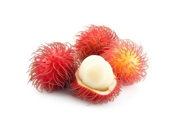 A rambutan fruit with the white background