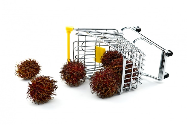 Rambutan on Shopping Cart isolated