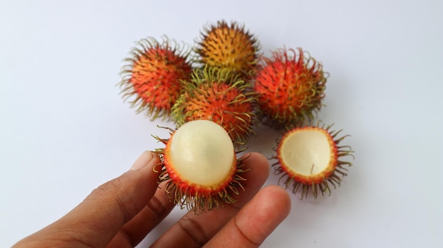 Rambutan sweet delicious fruit isolated on white background