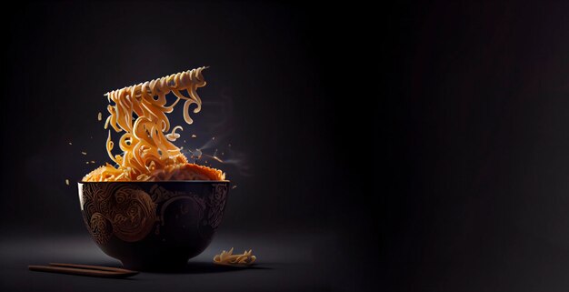 ramen korean-japanese food in the bowl realistic 3D, product showcase for food photography