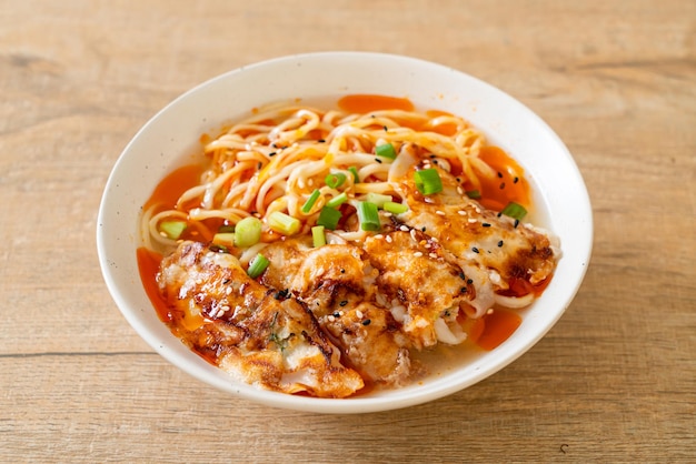 ramen noodles with gyoza or pork dumplings - Asian food style