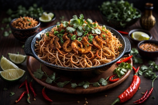 Ramen noodles with a sprinkle of toasted sesame seeds