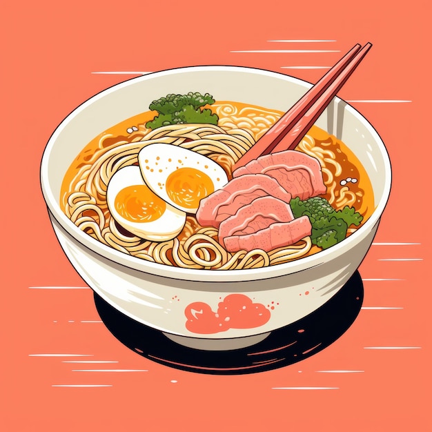 Ramen in retro style Generative AI