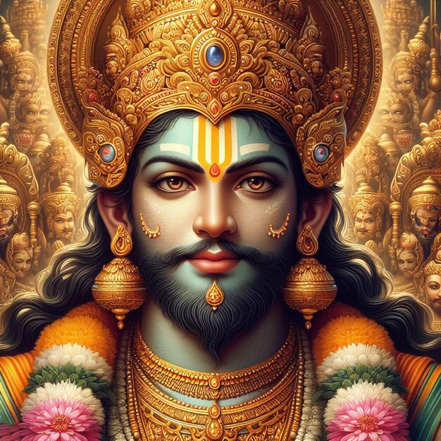 Photo ramnavami rama navami hindu god portrait festival hyper realistic hinduism seventh avatar of vishnu