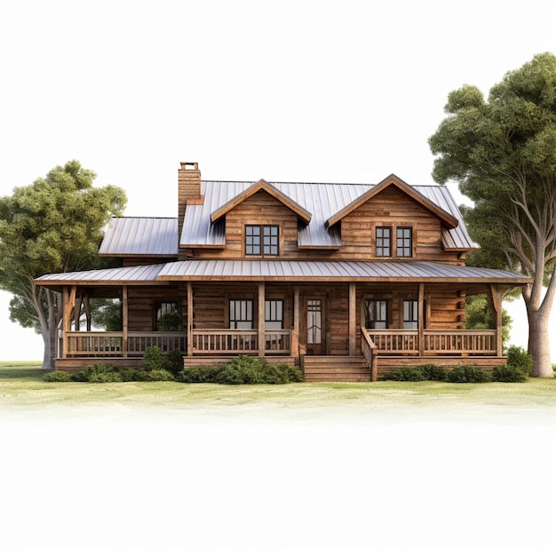 Ranchstyle house with white background high qualit