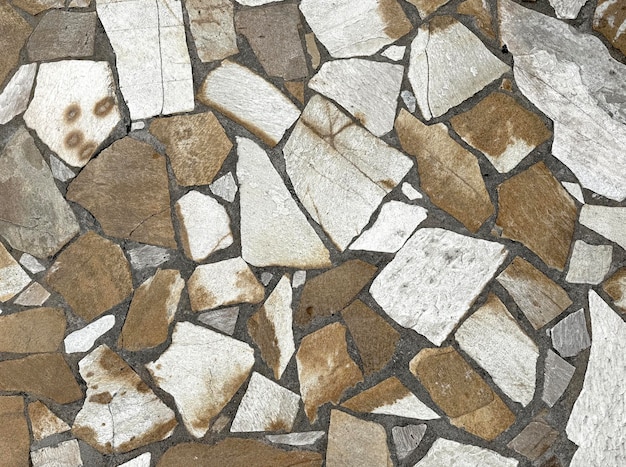 Random slab cut cobble stone in brown beige and white color For outdoor paving or flooring