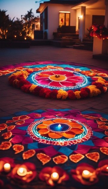 Rangoli Made On Diwali In Front Of The House On Diwali festival image ai generated