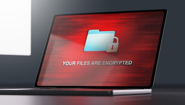 Ransomware on a laptop screen