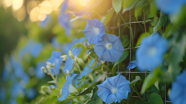 Rapid Ascent of Morning Glory Vines Climbing Trellis with Time Lapse Effect