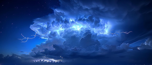 Rare blue jet lightning shooting from thundercloud top