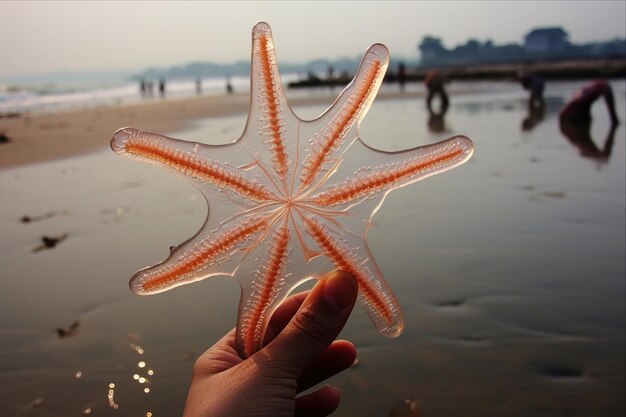 Photo rare discovery in digha wb india a transparent starfish amidst the oceans beauty