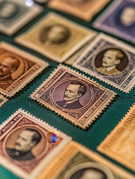 Photo rare stamps displayed with focus on historical significance