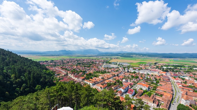 Rasnov city from above in daylight