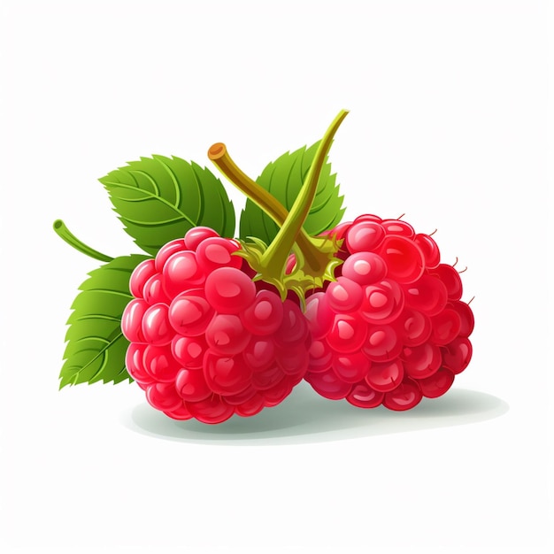 Raspberries 2d vector illustration cartoon in white back